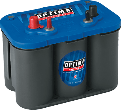 BLUETOP® Marine Battery: The BLUETOP starting battery (dark gray case) is to be used when a dedicated starting battery is required; it should never be used for cycling duty.