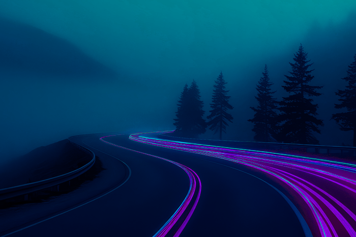 road with blurred lights landscape