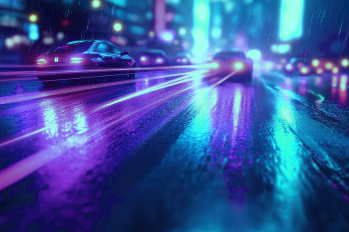 cars in traffic in rain