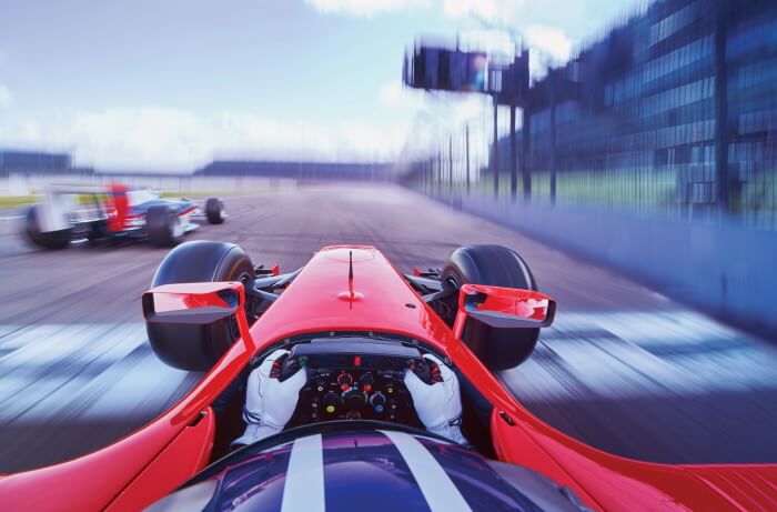 Formula Racing Car on Track