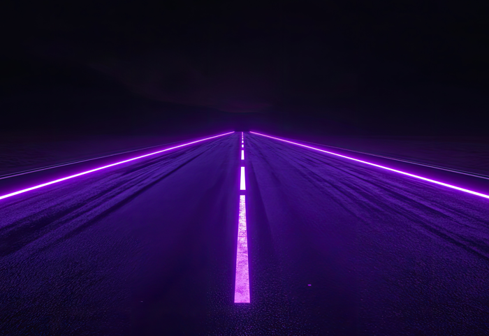 purple lit road