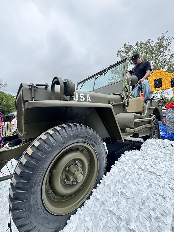 Military jeep close up