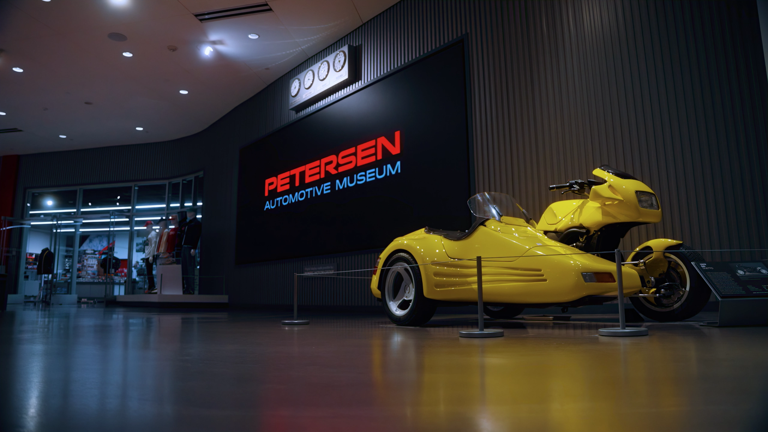 Petersen Museum Sign and Motorcycle