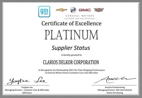 Certificate of Excellence - Platinum Supplier Status