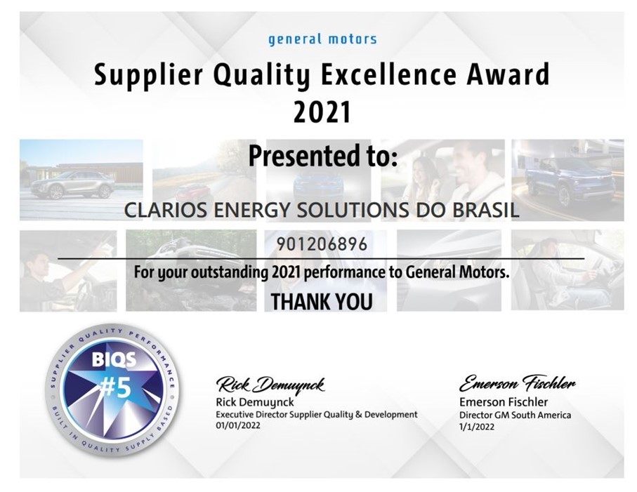 GM - Supplier Quality Excellence Award 2021
