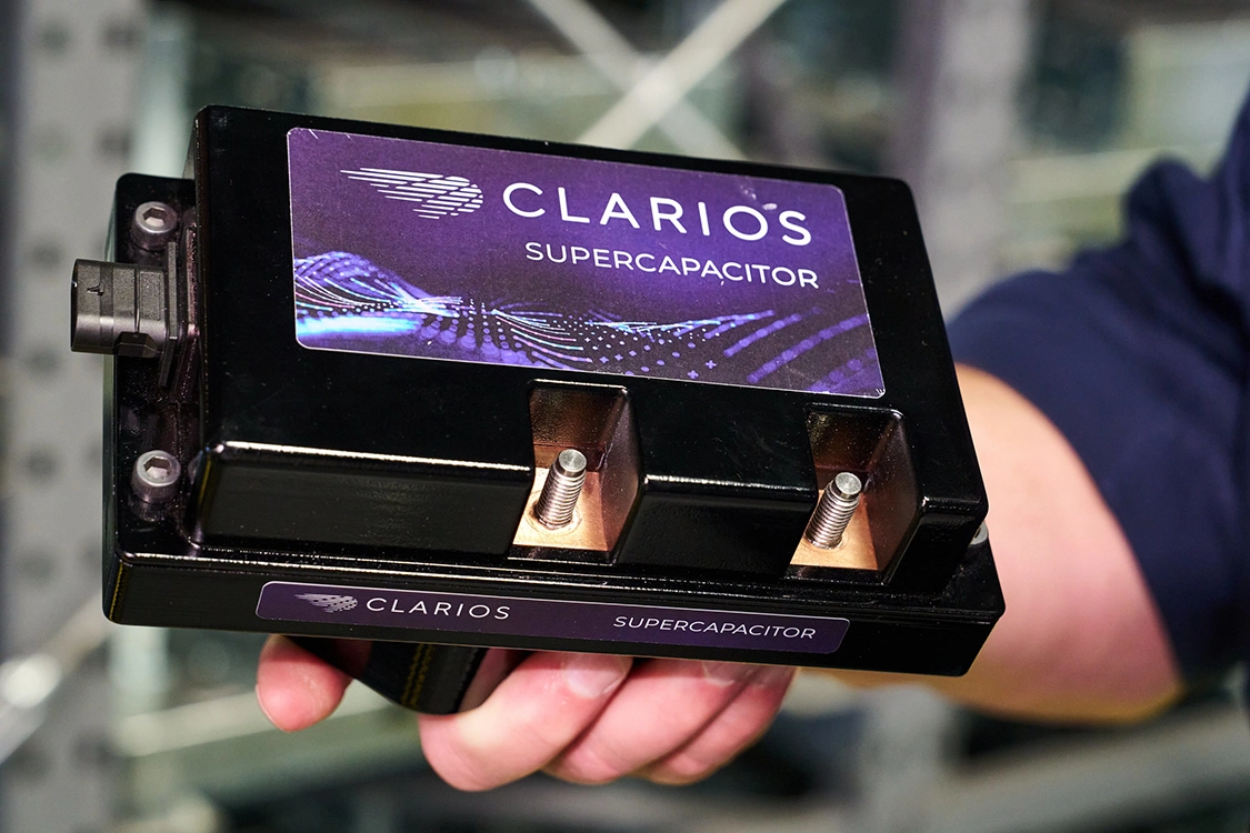 holding a clarios supercapacitor
