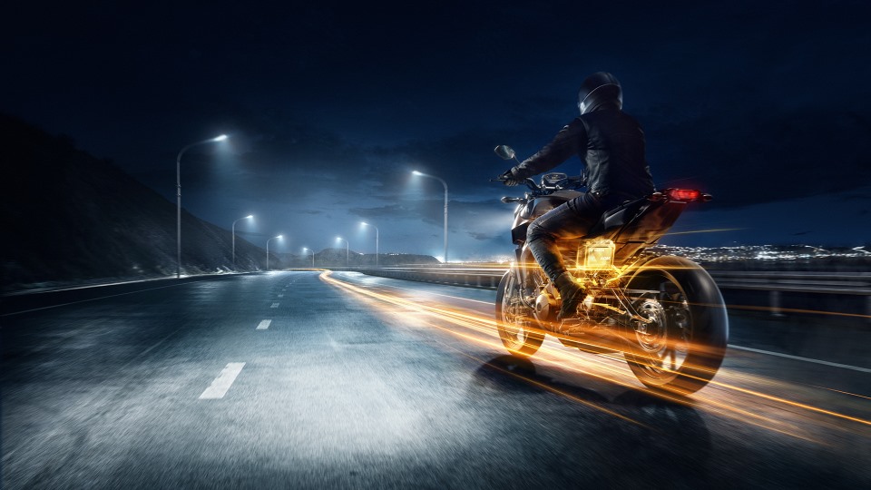 motorcycle on highway graphic